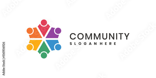 Colorful abstract community logo with circular people figure design