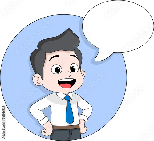 Businessman Cartoon Character with Speech Bubble for Communication