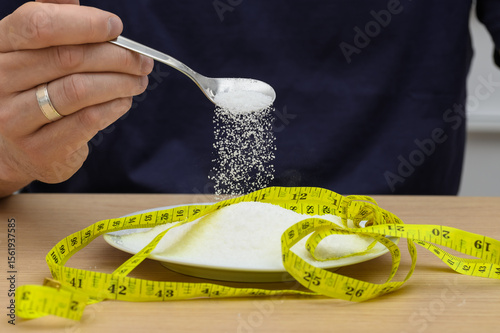 White sugar for sweetening and diet, calories