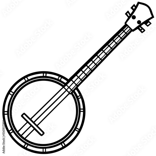 Banjo line art vector