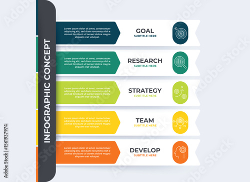 Five Item Infographic. Flowchart diagram