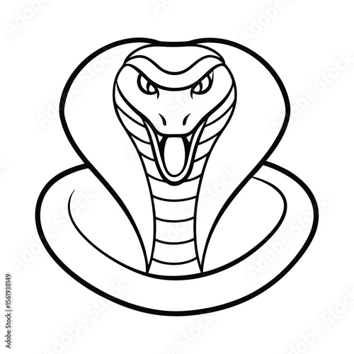 angry cobra head in coiled pose with spread hood version one on white background Vector illustration