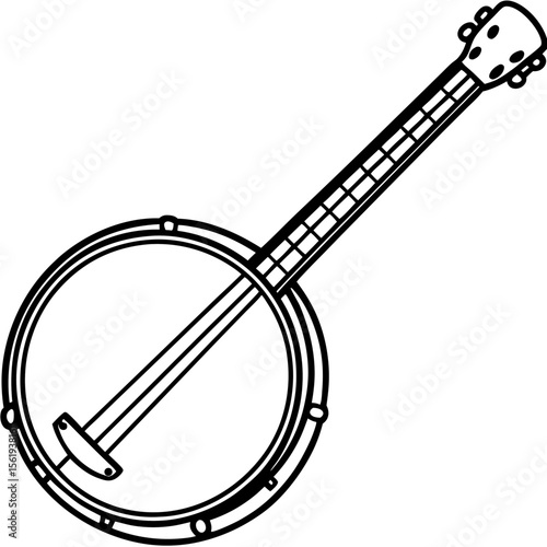 Banjo line art vector
