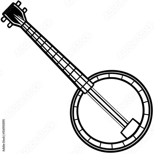 Banjo line art vector