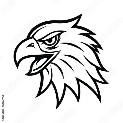 angry hawk head in tribal style sharp line art version one on white background Vector illustration