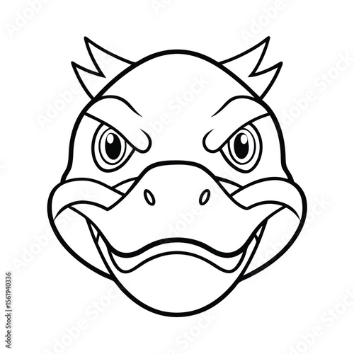 angry platypus head with flat bill and squint sketch version one on white background Vector illustration