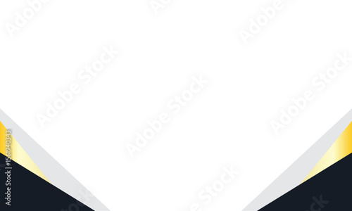 Modern minimal template with a white background and elegant black, white, and gold angular borders. Perfect for certificates, business presentations, luxury branding, and premium design materials.