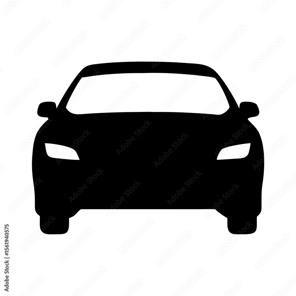 Obraz premium Front View Silhouette of a Modern Car Automotive Design Icon