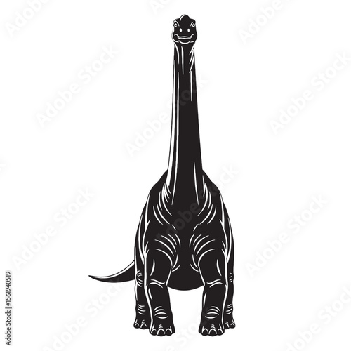 A giant of prehistoric balance – Apatosaurus silhouette aligned with natural Apatosaurus vector – Apatosaurus illustration

