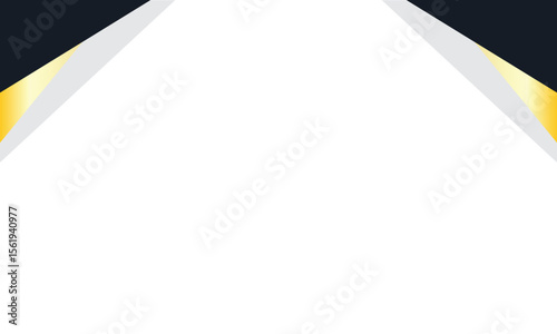 Elegant abstract background design with a white center framed by black and gold triangular accents. Ideal for luxury templates, certificates, business flyers, and formal presentation layouts.