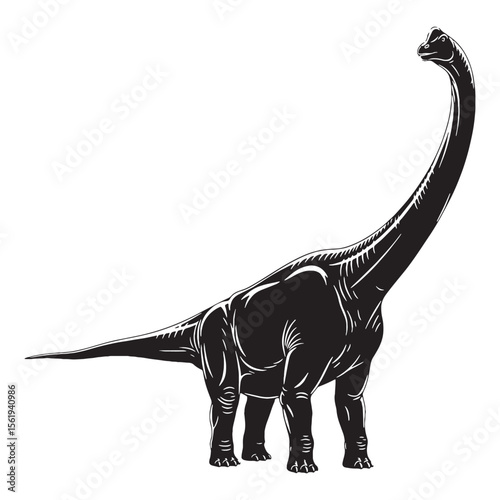 An iconic sauropod form – Apatosaurus silhouette in minimalist Apatosaurus vector – Apatosaurus illustration

