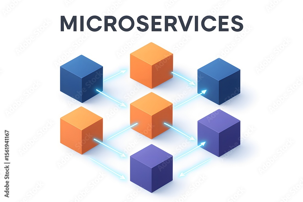 Obraz premium Microservices Infographic Design with Service Integration Pattern for Cloud Architecture