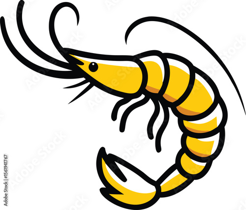 detailed digital art illustration, large shrimp, dark blue outline, intricate details, realistic anatomy, vibrant colors, textured surface, dynamic pose, sharp focus, cinematic lighting
