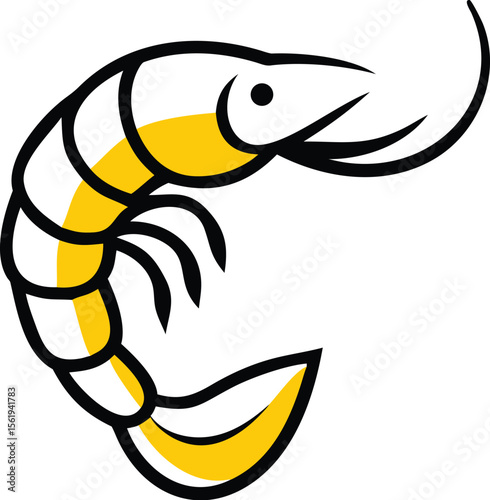 detailed digital art illustration, large shrimp, dark blue outline, intricate details, realistic anatomy, vibrant colors, textured surface, dynamic pose, sharp focus, cinematic lighting
