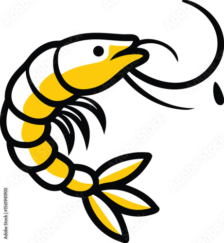 detailed digital art illustration, large shrimp, dark blue outline, intricate details, realistic anatomy, vibrant colors, textured surface, dynamic pose, sharp focus, cinematic lighting
