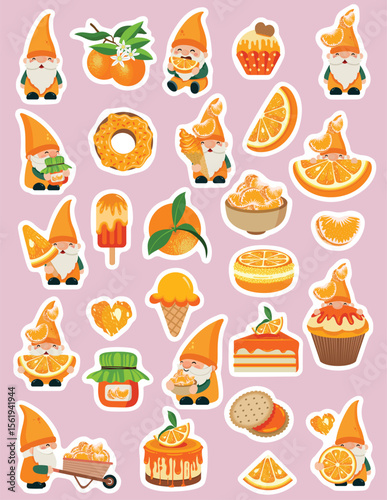 Adorable Orange Gnome Delights Sticker Collection