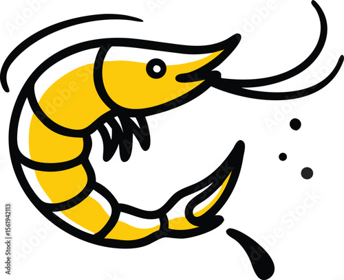 detailed digital art illustration, large shrimp, dark blue outline, intricate details, realistic anatomy, vibrant colors, textured surface, dynamic pose, sharp focus, cinematic lighting
