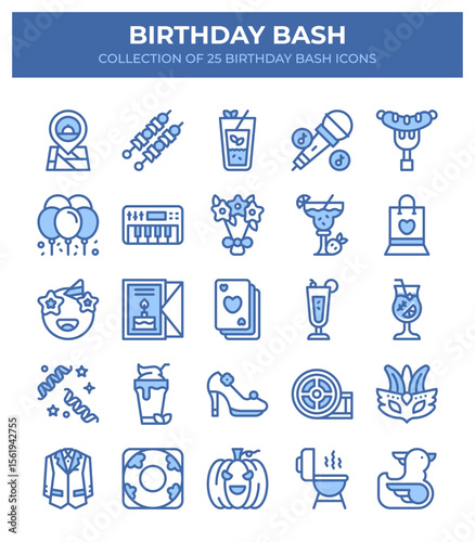 Birthday Bash. Collection of 25 Fun Party Icons