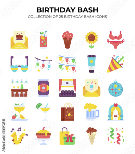 Birthday Bash. Collection of 25 Birthday Party Icons