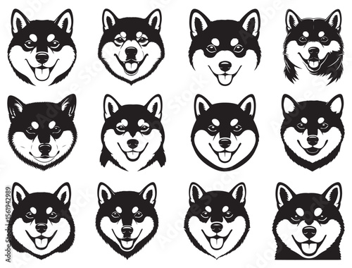 SHIBA INU DOG FACE SILHOUETTE