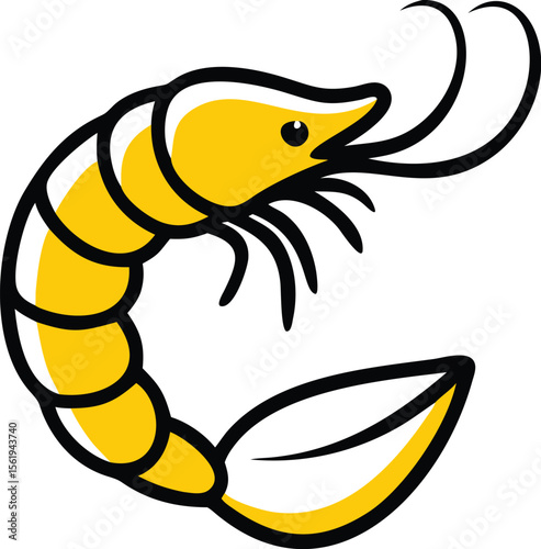 detailed digital art illustration, large shrimp, dark blue outline, intricate details, realistic anatomy, vibrant colors, textured surface, dynamic pose, sharp focus, cinematic lighting
