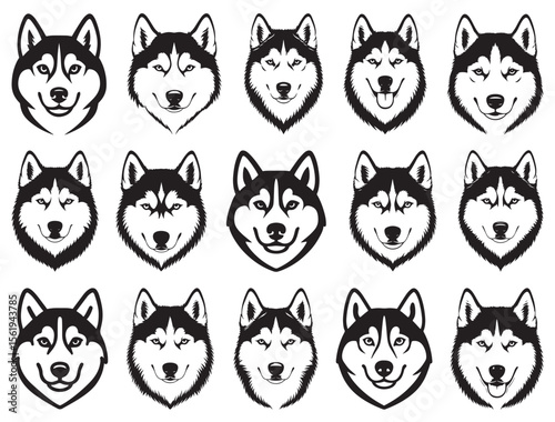 SIBERIAN HUSKY FACE SILHOUETTE