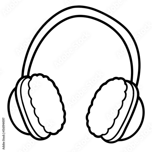 Ear Muffs line art vector