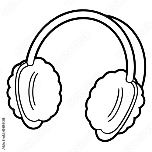 Ear Muffs line art vector