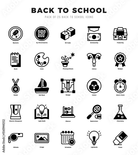 Back To School Lineal Filled icons. Vector Lineal Filled illustration.