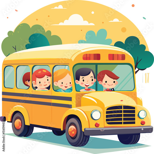 school bus and kids