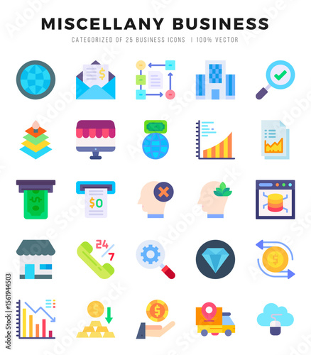 Set of Miscellany Business Icons Flat icons collection.