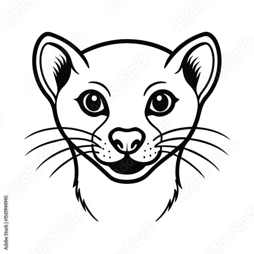 fierce weasel head in stealth pose and narrow eyes version two on white background Vector illustration