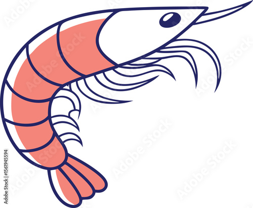 detailed digital art illustration, large shrimp, dark blue outline, intricate details, realistic anatomy, vibrant colors, textured surface, dynamic pose, sharp focus, cinematic lighting
