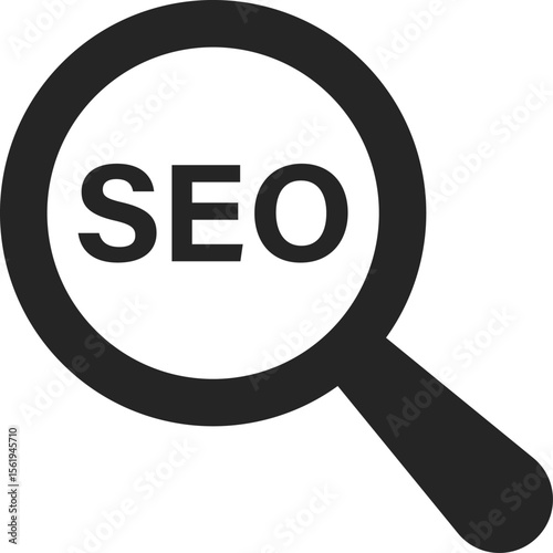 Search engine optimization, seo text search using magnifying glass icon vector design
