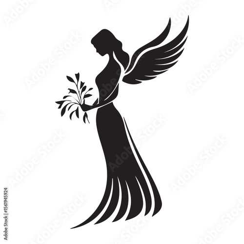 Virgo Zodiac Sign black icon silhouette vector flat illustration design on white background