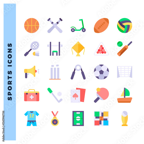 25 Sports Flat icon pack. vector illustration.