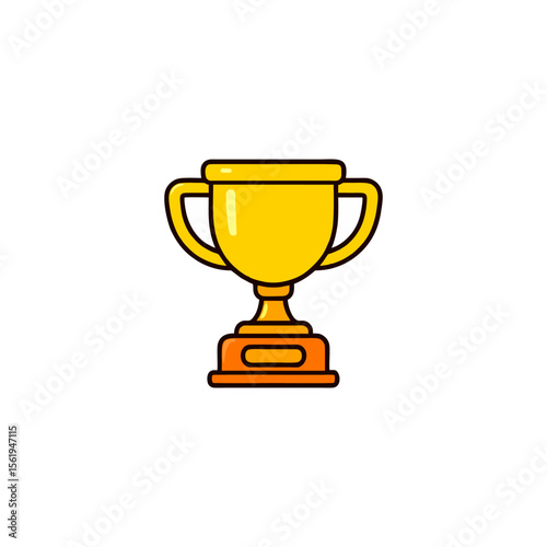 Trophy icon, golden illustration symbolizing achievement, ideal for awards. Suitable for certificates, recognition programs, trophies, and achievement badges.