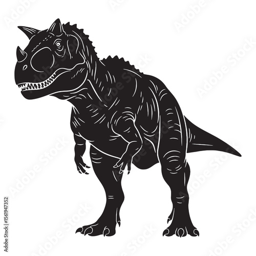 A horned predator of the Late Cretaceous – Carnotaurus silhouette shaped in strong Carnotaurus vector – Carnotaurus illustration

