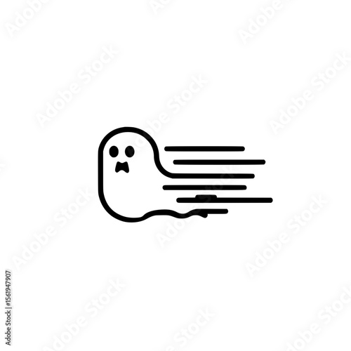 Ghost Icon with Line Motion Effect Representing Spooky Movement and Supernatural Energy Vector