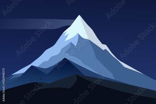 Majestic Mountain Peak Nighttime View of a Snowy Summit