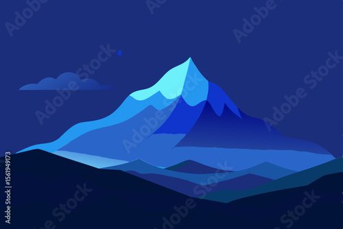 Serene Night Abstract Mountain Peak Illustration