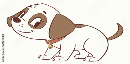 Cute Cartoon Puppy Illustration - Minimal Flat Dog Vector
