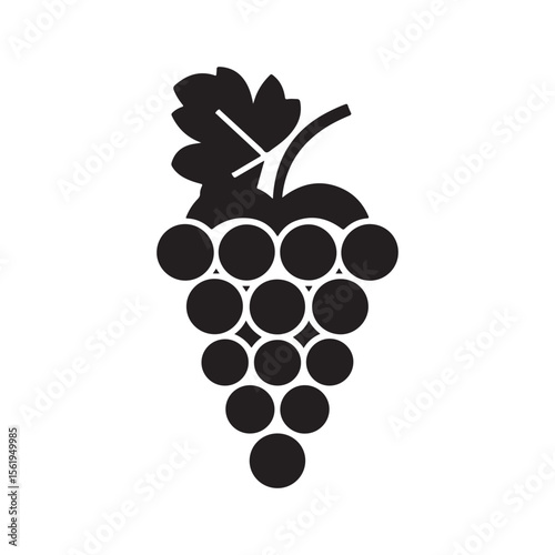Grape Cluster Icon with Leaves for Wine, Food, and Vineyard Themes