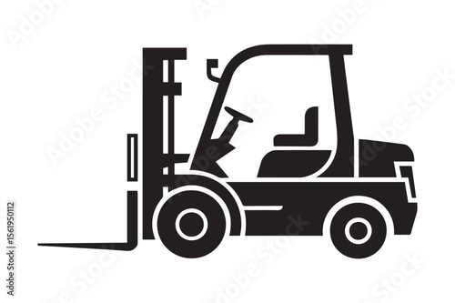 Industrial Forklift Truck Silhouette Icon for Warehouse and Logistics Operations