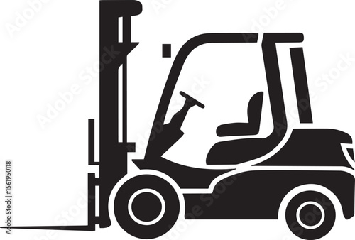 Industrial Forklift Truck Silhouette Icon for Warehouse and Logistics Operations