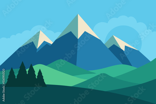 Majestic Mountain Peaks A Serene Landscape Illustration