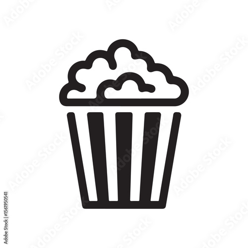Popcorn Bucket Silhouette Icon Design for Movies, Snacks, and Entertainment