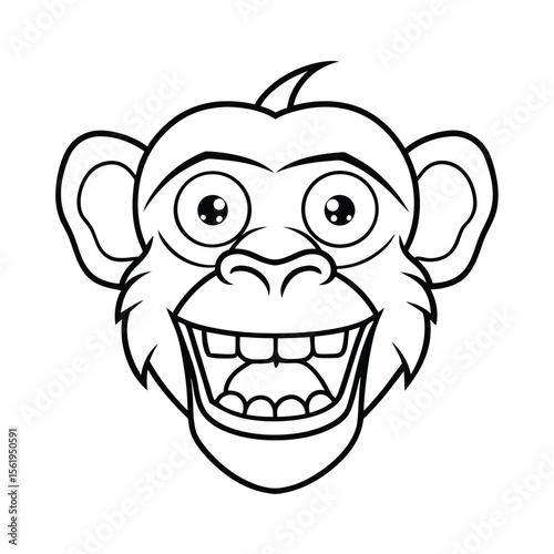 mad monkey head outline with bared teeth and tension lines version two on white background Vector illustration
