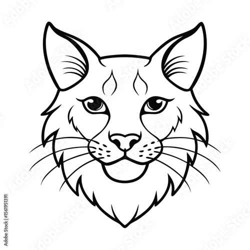 mad wildcat head sketch with scruffy whiskers and fierce eyes version two on white background Vector illustration