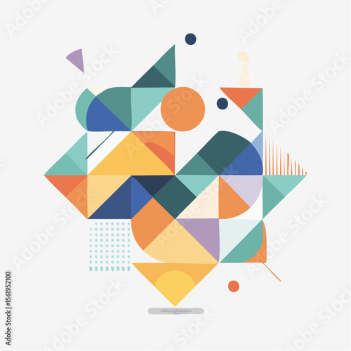 vector composition using simple shapes and a muted color palette